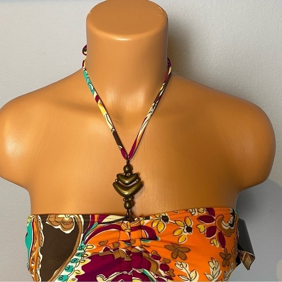 Nwt Be Creative Necklace Bandeau Halter One Piece Vintage Swimsuit (SW20) - Picture 3 of 8